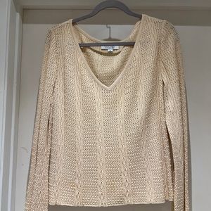St. John Evening by Marie Gray- sequin sweater in a dark cream/buff color. 18